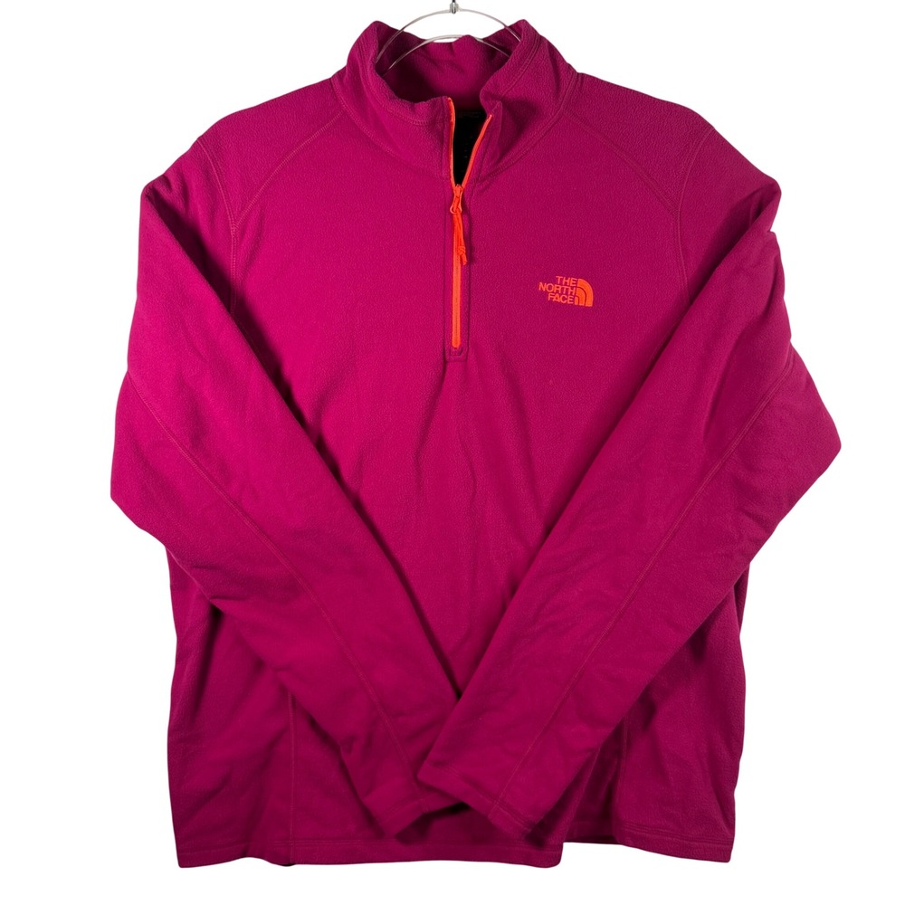 The North Face TKA 100 Fleece Pullover‎ 1/4 Zip Pink Orange Womens XL Gorpcore